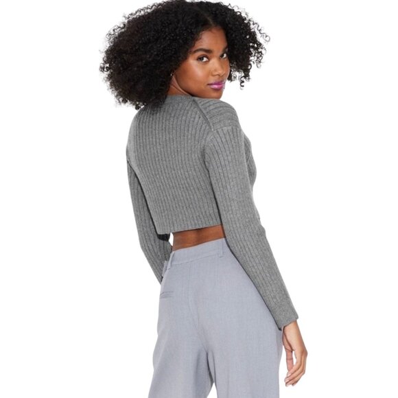 Wild Fable Women's Gray Cropped Zipped Long Sleeve Sweater - Size 1X - NWT - Picture 2 of 9